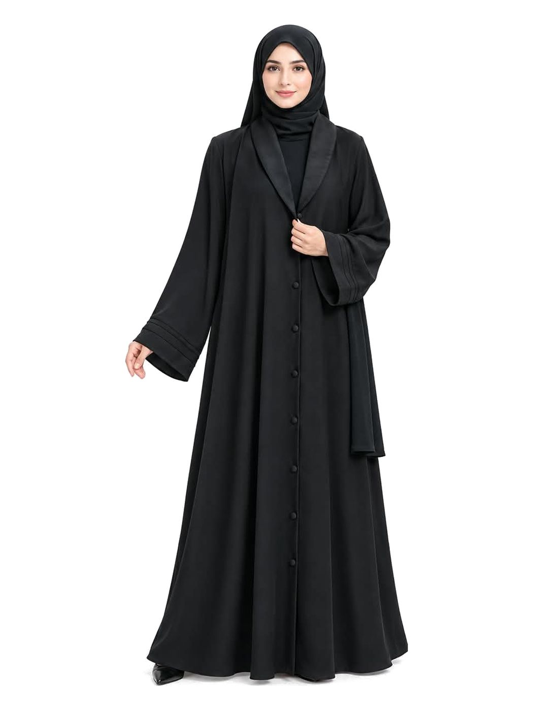 Haya Shawl Collar Abaya in black